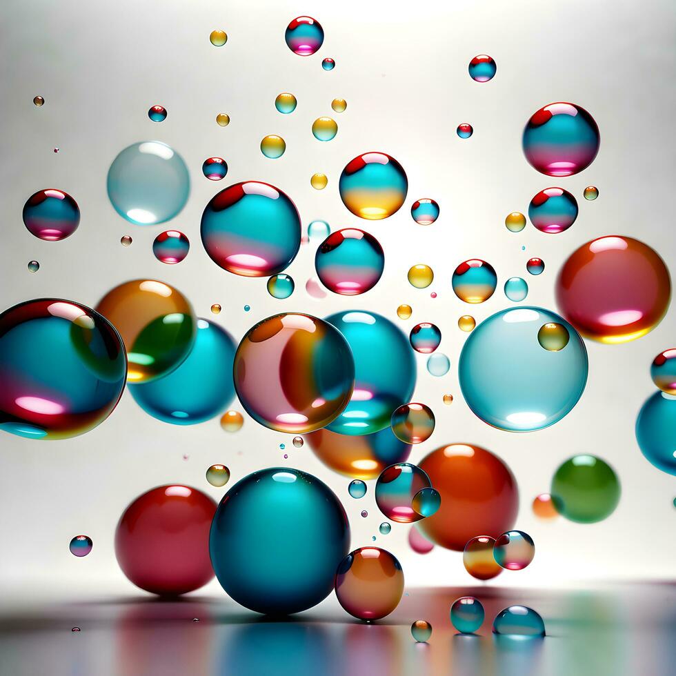 3d render of soap bubbles isolated on white background. ai generative photo