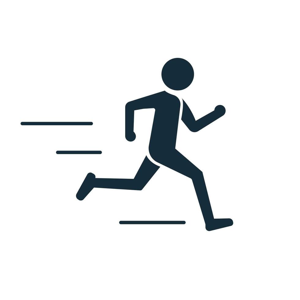Fast running man. Take your time icon. Isolated vector illustration