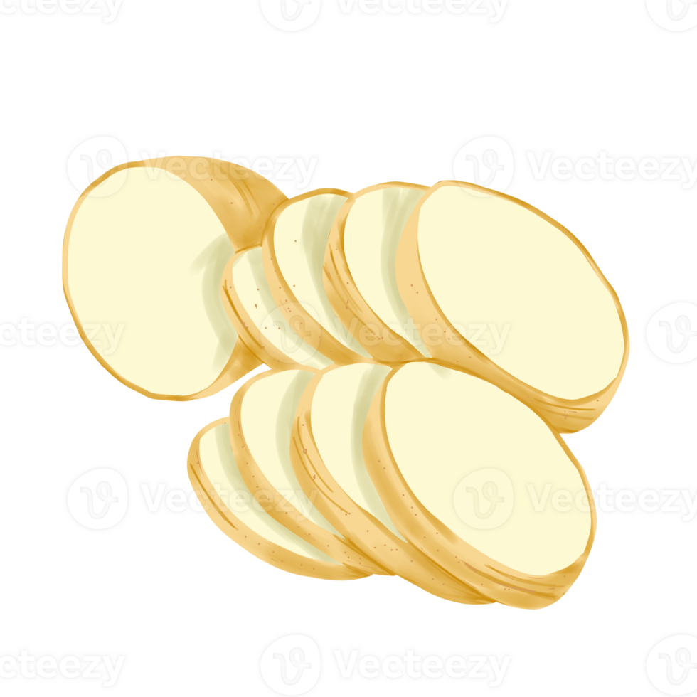 slices of potatoes illustration on png transparant background