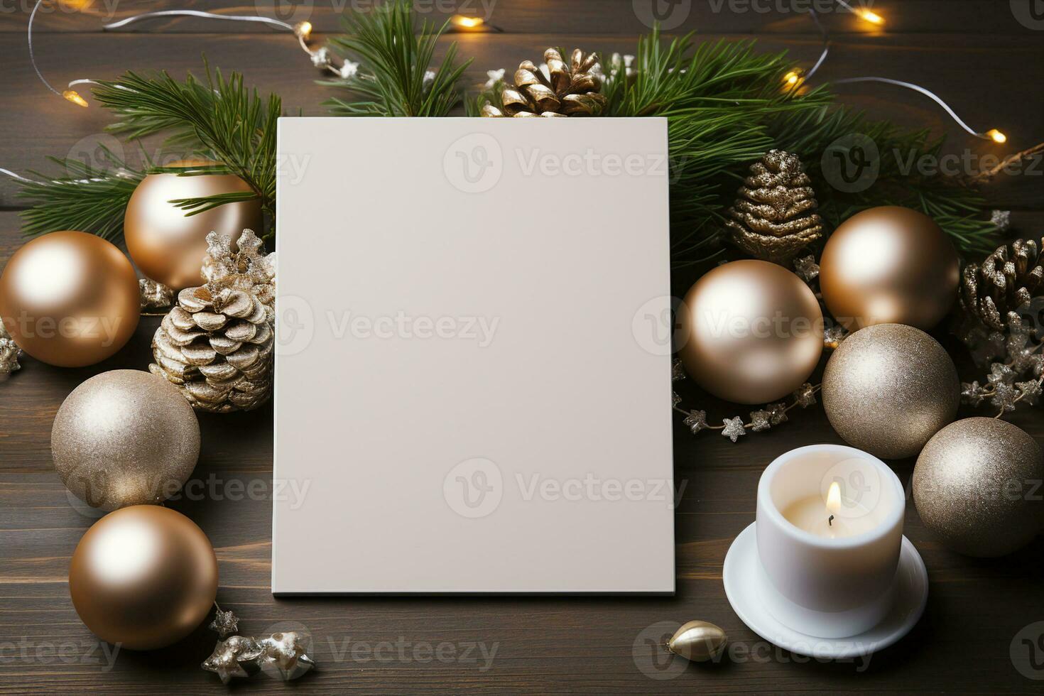 Top view blank page note pastel, Festive Christmas things decorations beside, Space for Adding Text, AI-generated photo