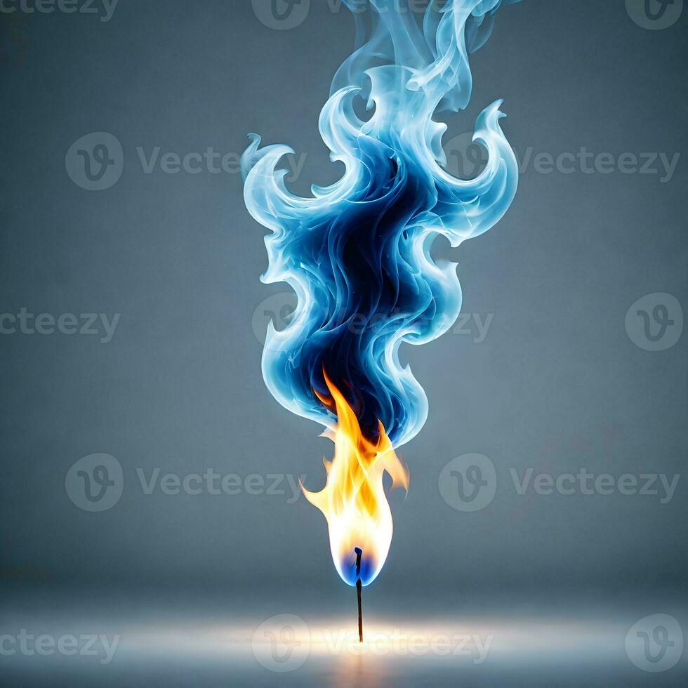 blue fire isolated on white background. ai generative photo