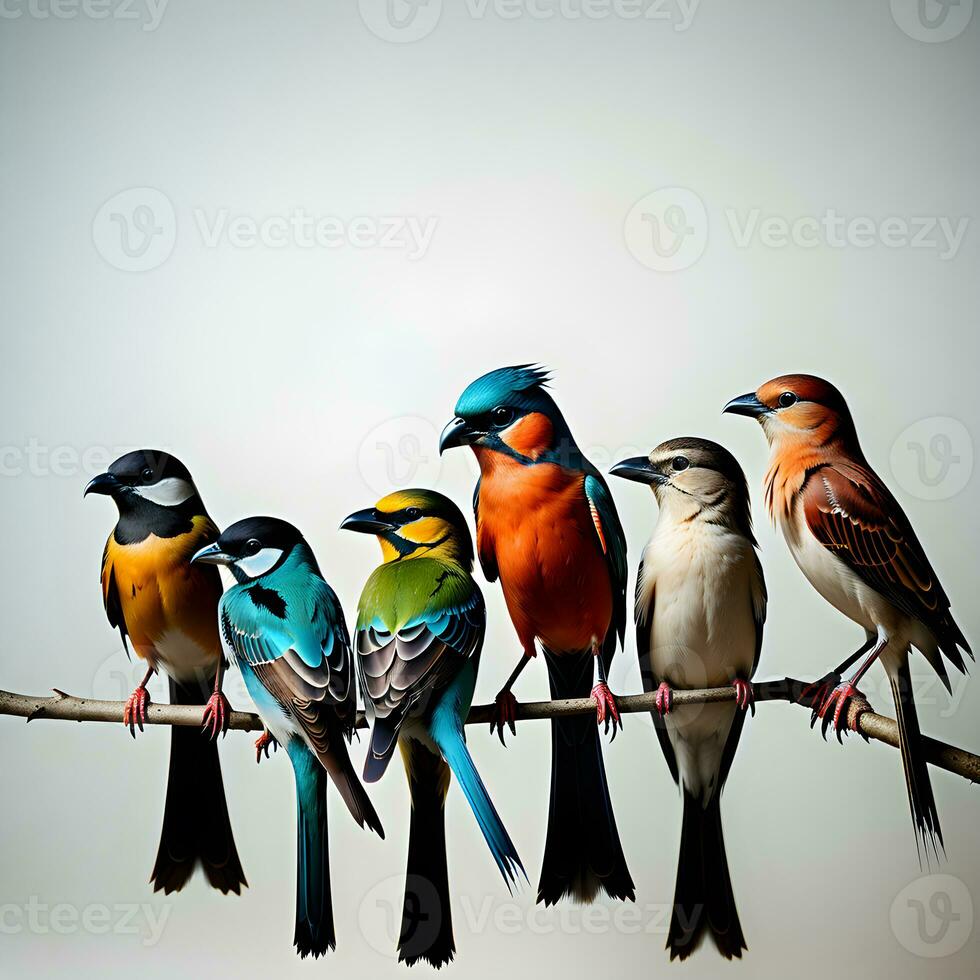 set bird group isolated on white background. ai generative photo