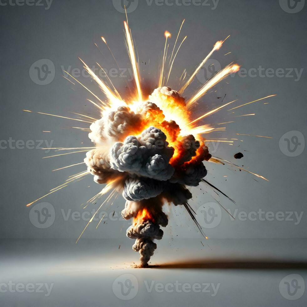 explosions isolated on grey background. ai generative photo