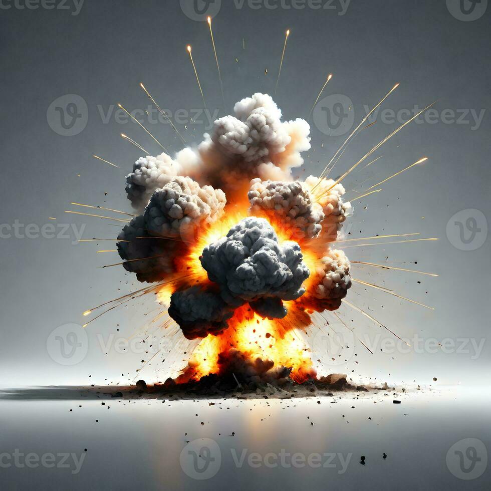 explosions isolated on grey background. ai generative photo