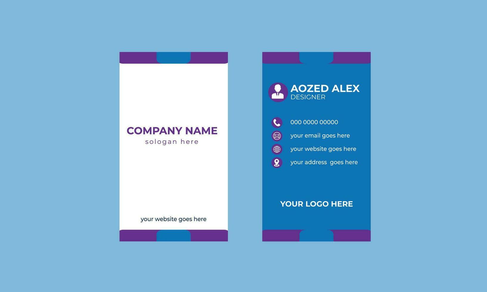 Corporate business card design   vertical Pro Vector