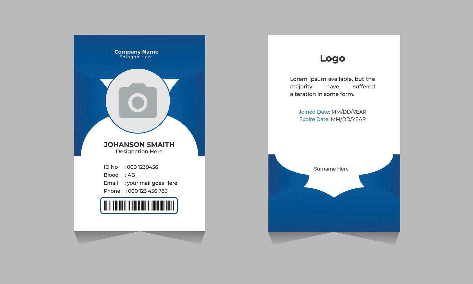 Blue Graphic Employee ID Card Template Free Vector
