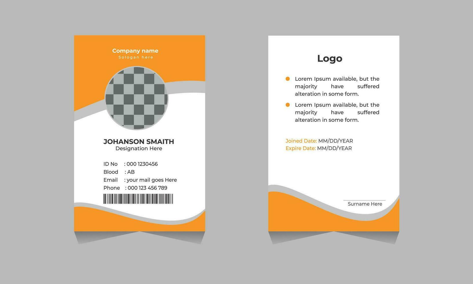 sencillo y moderno estilo carné de identidad tarjeta diseño con amarillo color. gratis vector