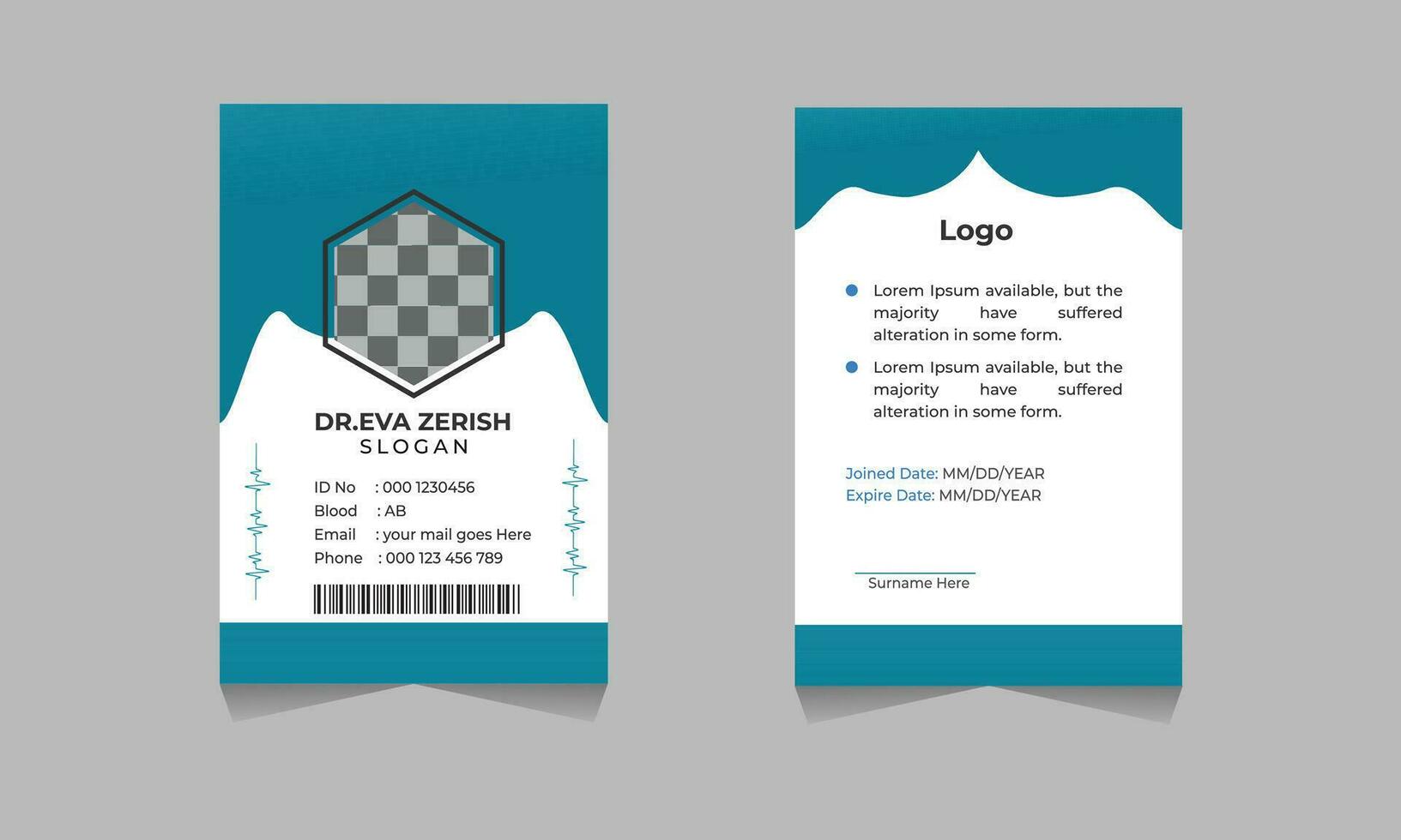 professional corporate id card template, Medical id card design , Free Vector