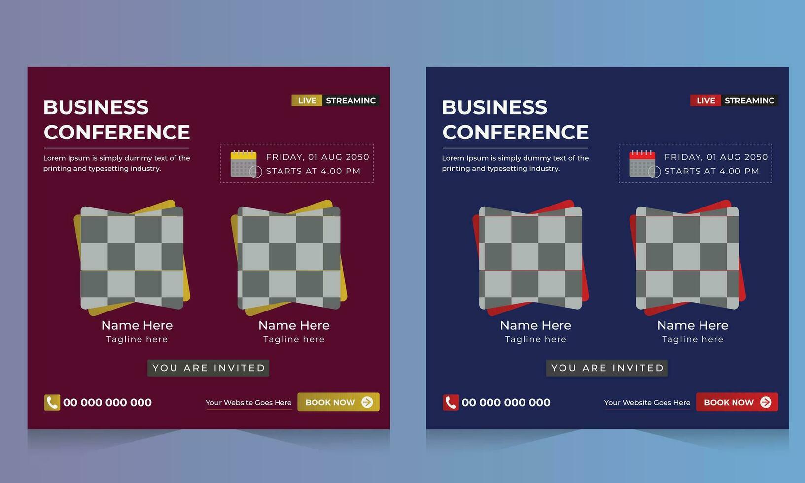 Modern Business conference social media post design template Free Vector