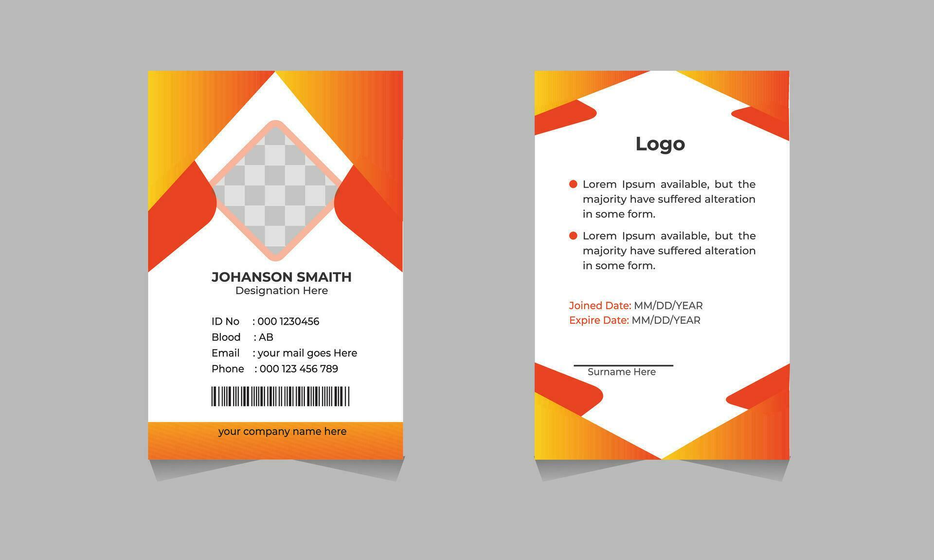 Simple Id card Template Design With Vector File Free Vector 34049582 Vector Art at Vecteezy