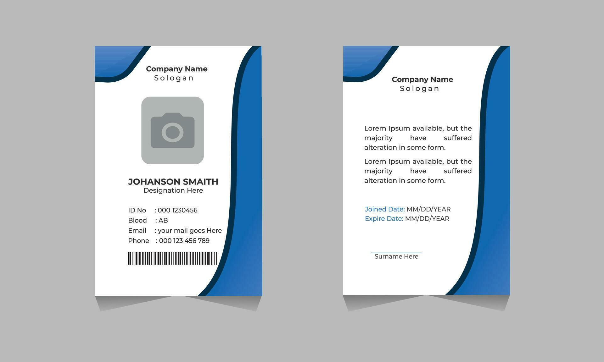 professional id card design template with yellow color. corporate