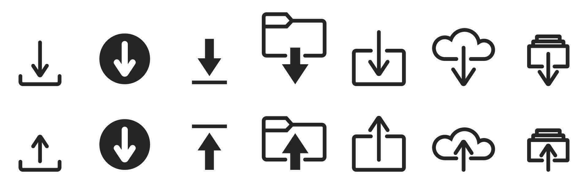 subir y descargar icono flecha sencillo Internet símbolos vector