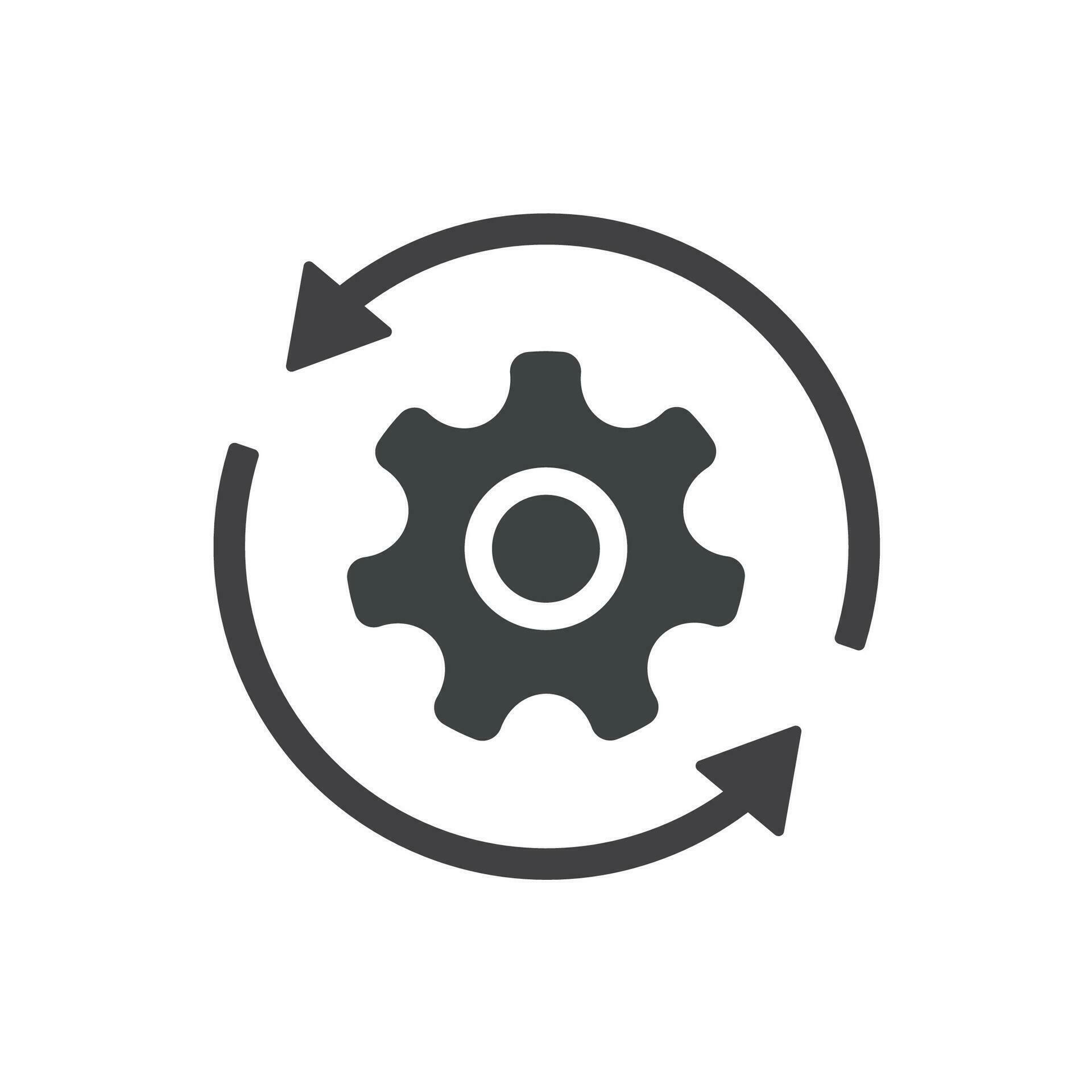 Workflow icon, operations, procedure, cog, gear, work, flow, pictogram ...
