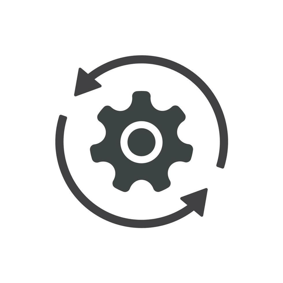 Workflow icon, operations, procedure, cog, gear, work, flow, pictogram, process, arrow, business concept vector illustration.