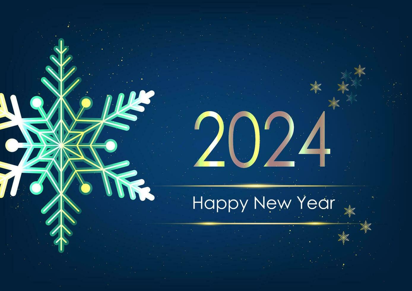 Happy new year 2024 background with snowflakes on dark blue background. Vector illustration for Christmas and New year holiday greeting card.