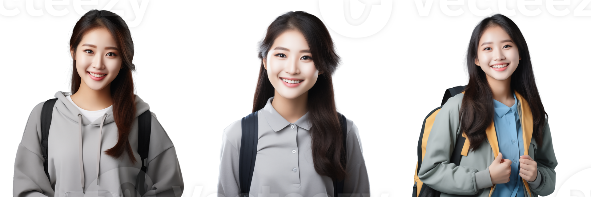 Beautiful and confident female university student transparent background AI Generative png