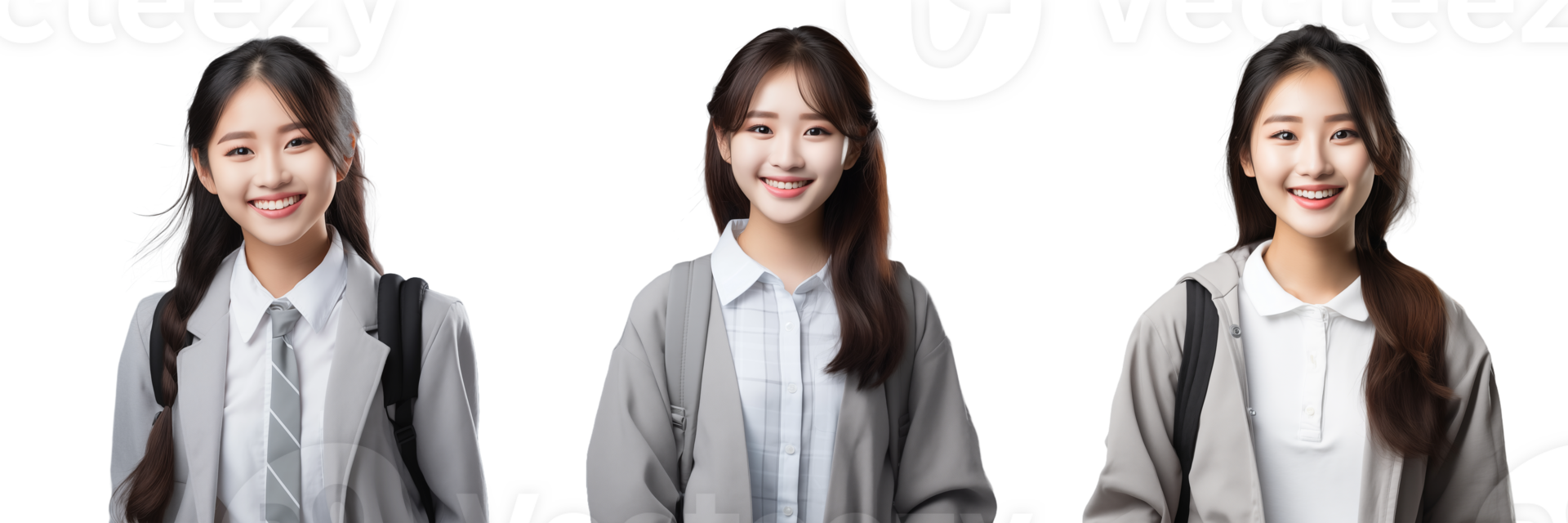 Beautiful and confident female university student transparent background AI Generative png
