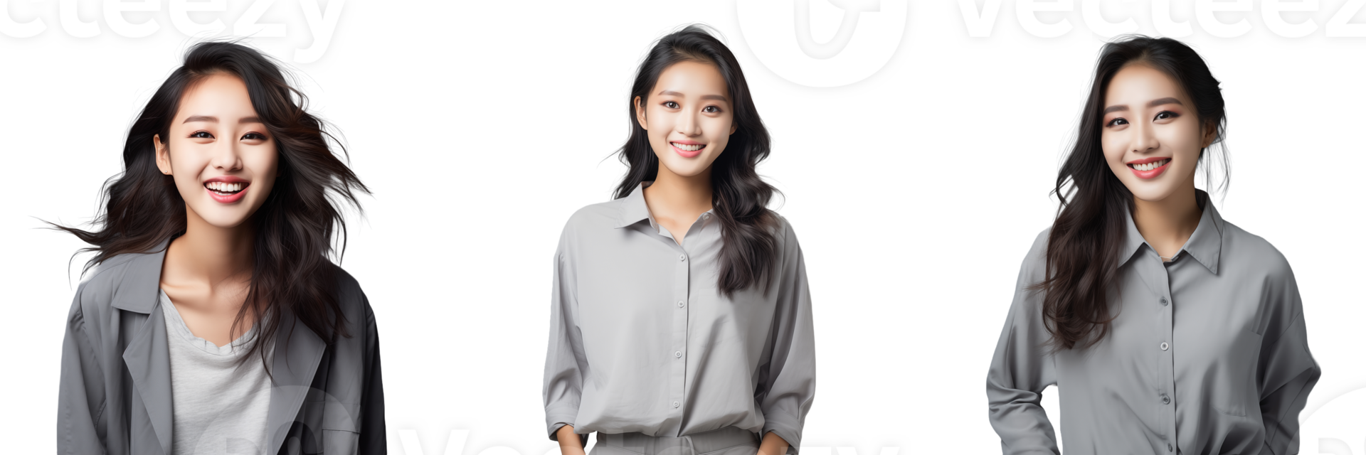 Beautiful young Asian woman dressed casually transparent background AI Generative png