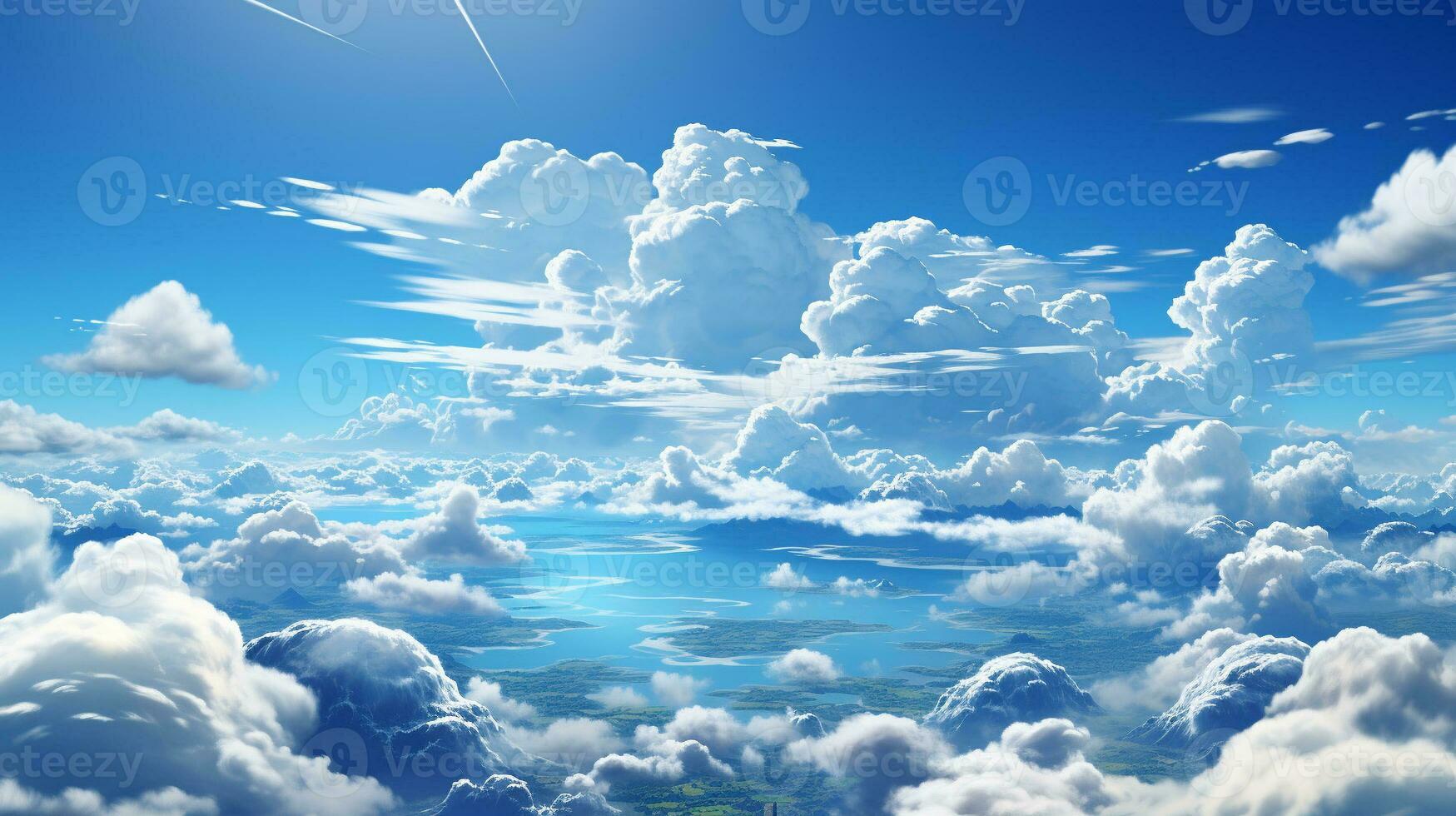 AI Generated Sunnyday bluesky with clouds photo