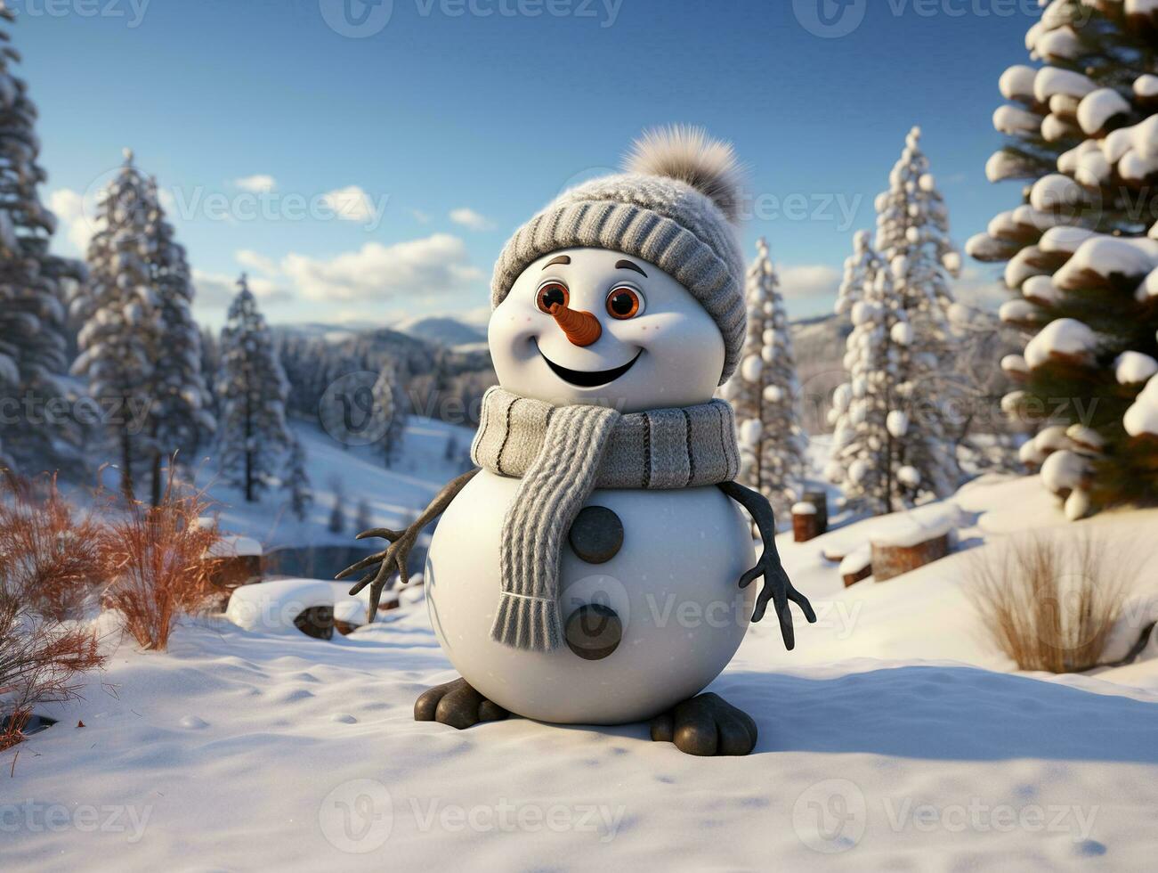 AI Generated Snowman snow winter photo