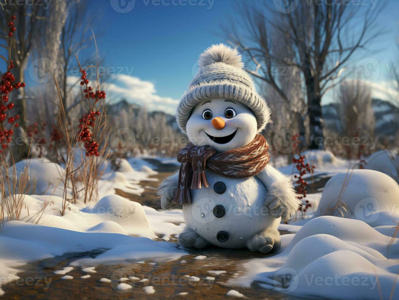 AI Generated Snowman snow winter photo