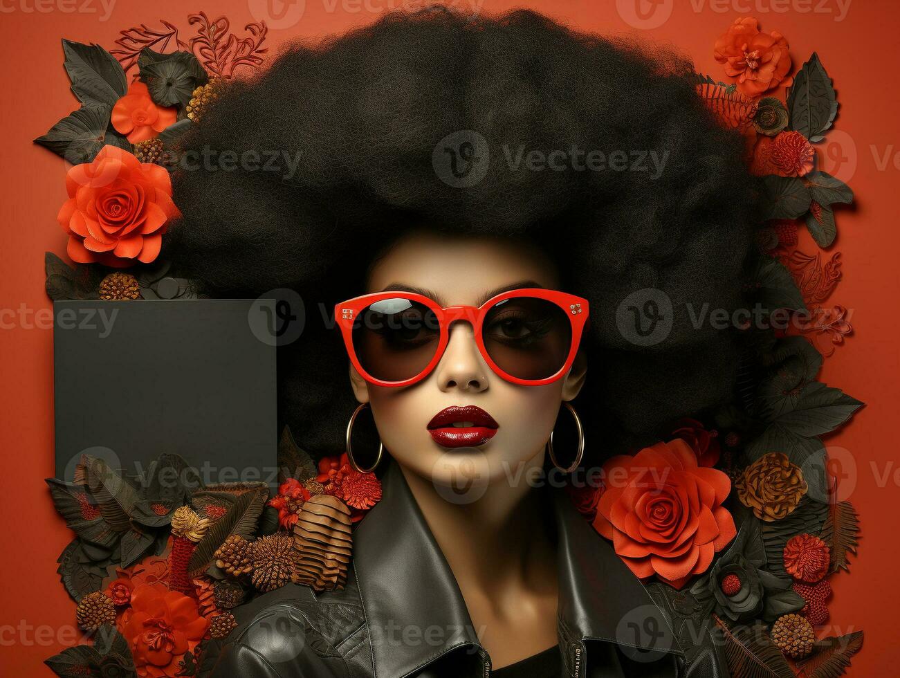AI Generated A woman photo with color background