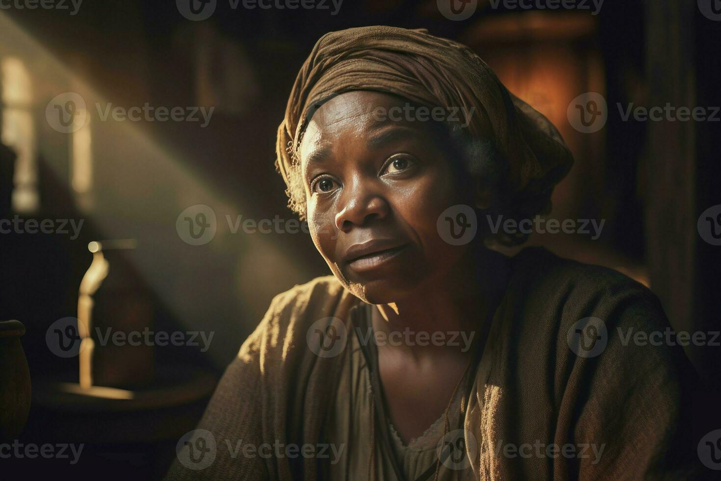 Medieval african woman indoor portrait. Generate Ai photo