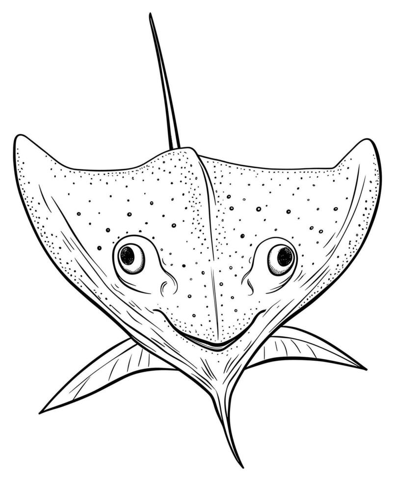 Stingray sea coloring page vector