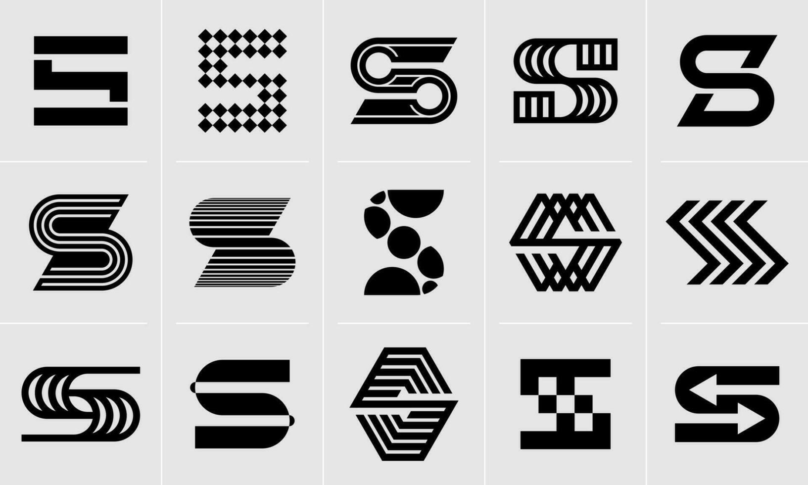 Geometric line shape letter S logo icon design set vector