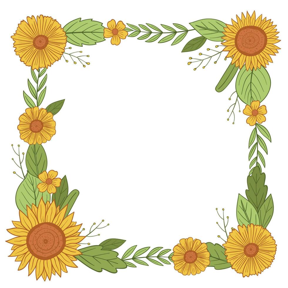 Sunflower Wreath Frame Border vector