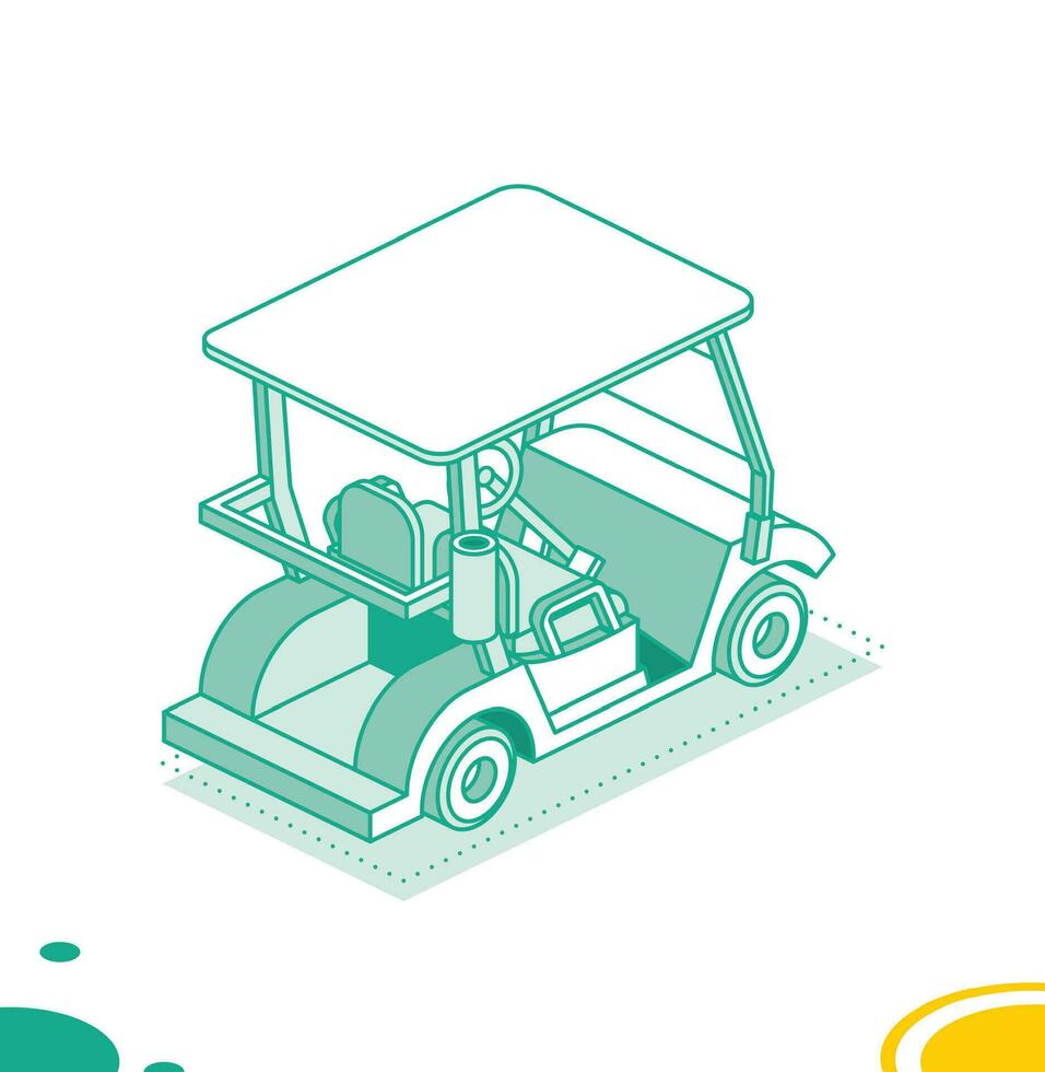 Golf cart isolated on white background. Isometric golf car symbol. vector