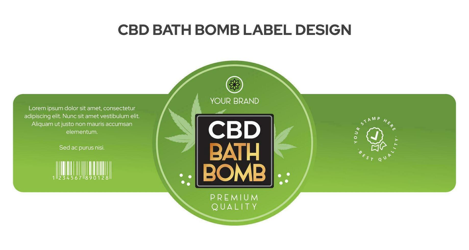 CBD bath bomb label design vector