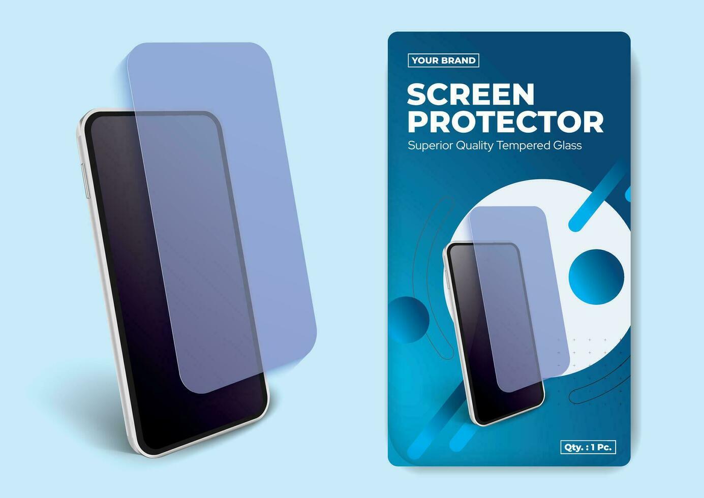 Screen guard temper glass packaging design vector