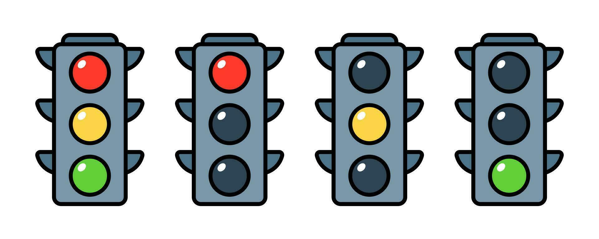 Vector Traffic Light Flat Design Illustration