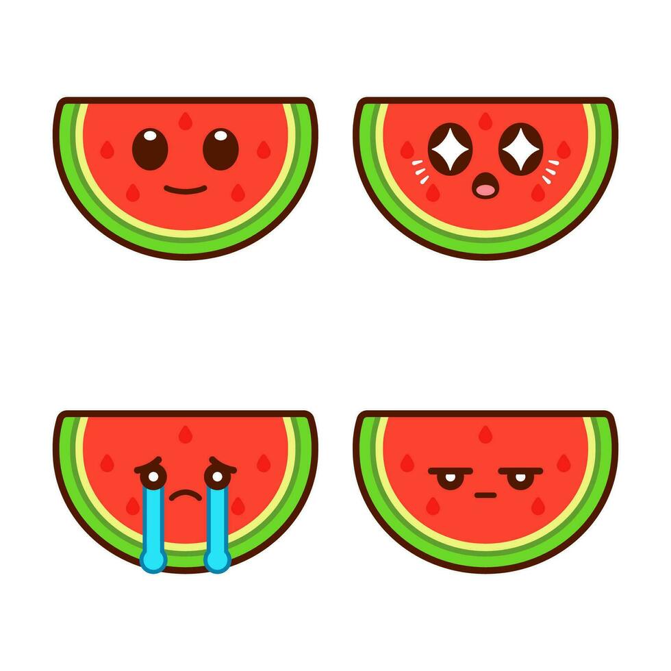 Set of Cute Watermelon Stickers vector