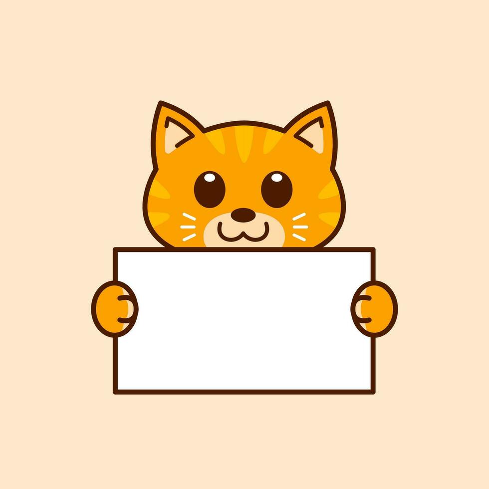 Cute Tabby Cat Holding a Blank Sign vector