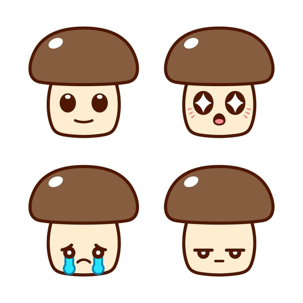 Set of Cute Mushroom Stickers vector