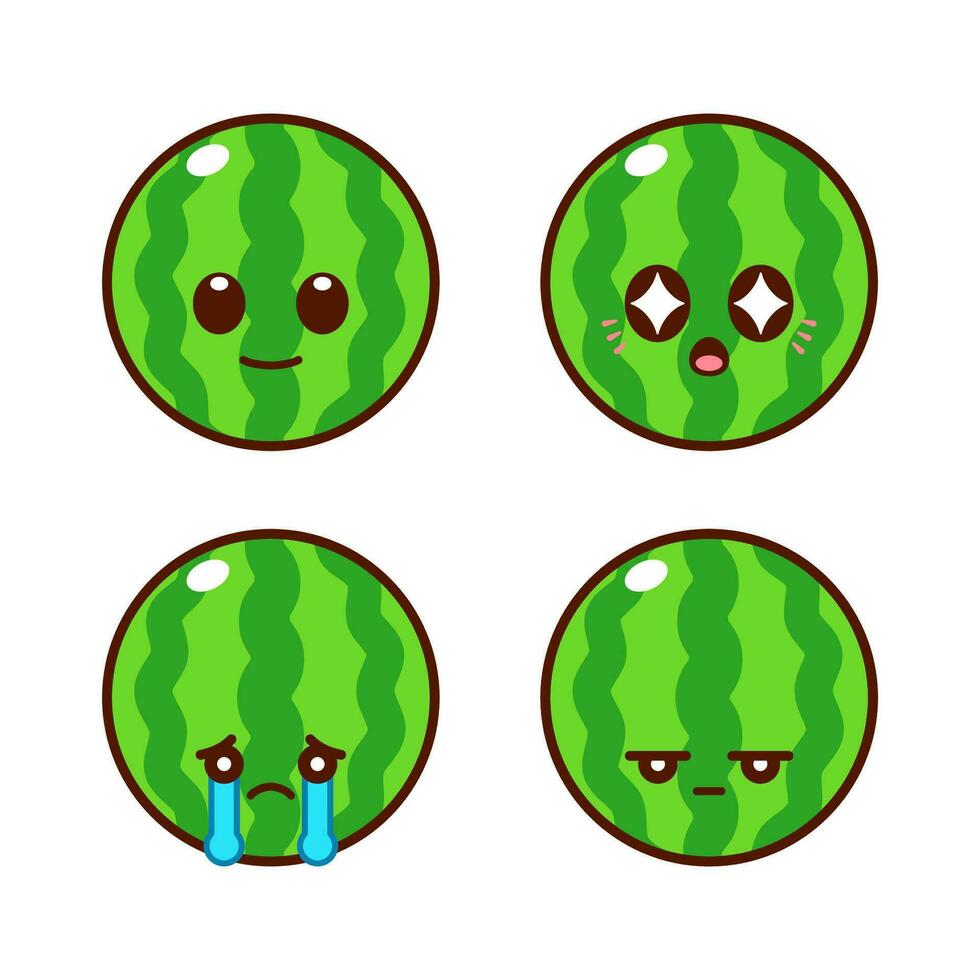 Set of Cute Watermelon Stickers vector