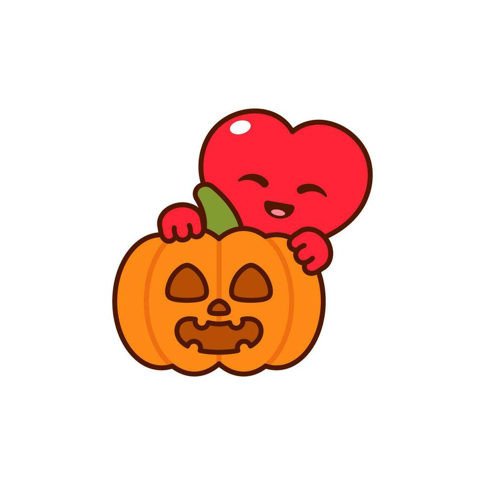 Vector Cute Heart With Jack o Lantern