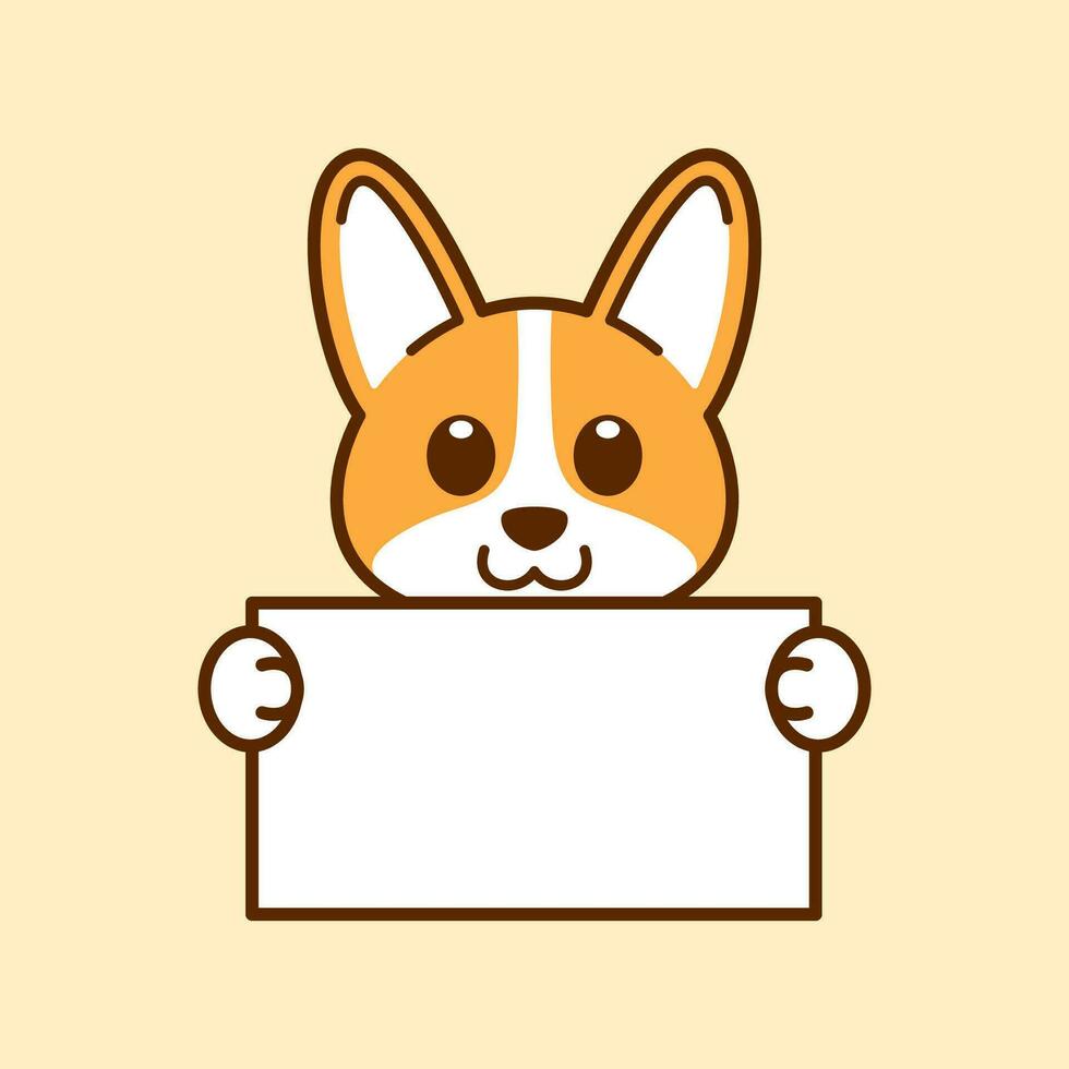 Cute Corgi Holding a Blank Sign vector