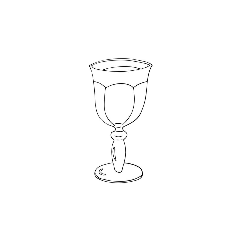 A cup for a magic drink. Mystical vector illustration for Halloween. Container for beverages or ceremonies. Medieval, ancient goblet. Magical, occult ritual cup. Ceremonial wine goblet.