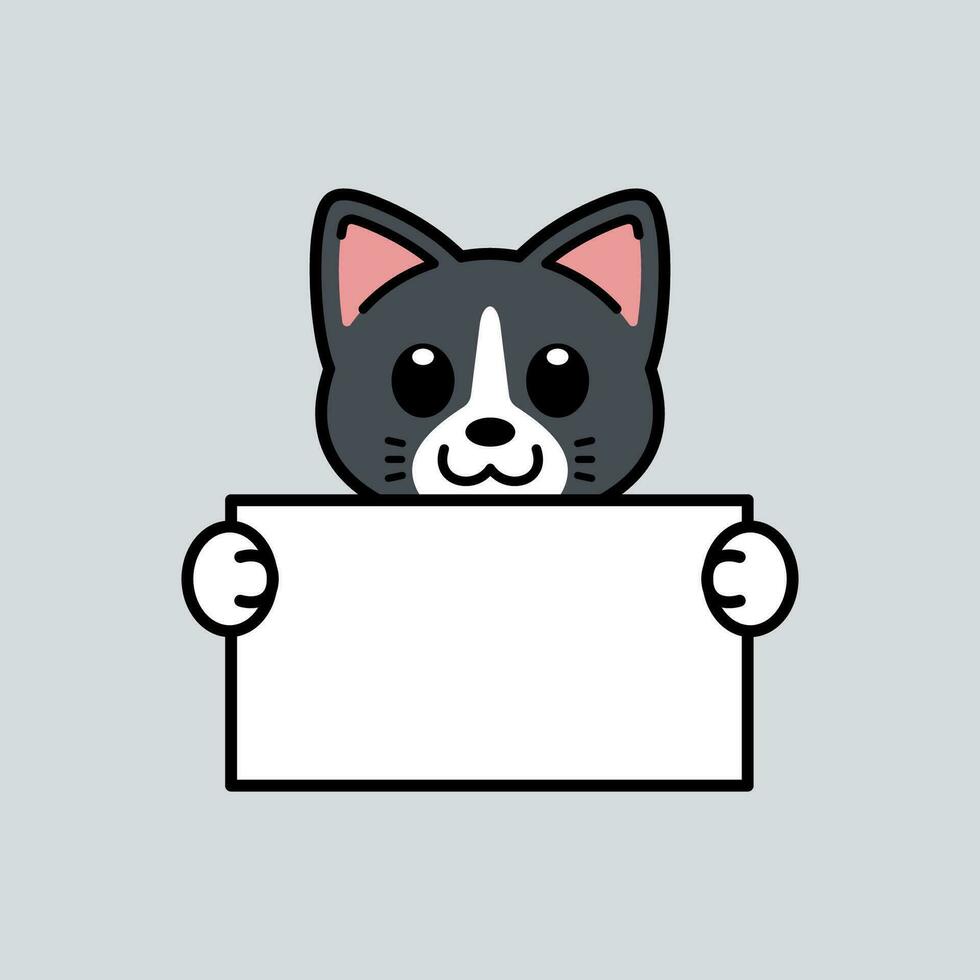 Cute Cat Holding a Blank Sign vector