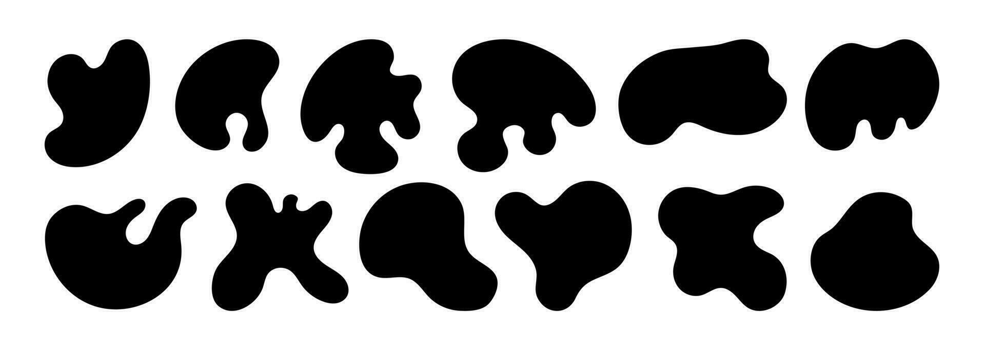 Amorphous blob vectors in sets. Asymmetrical hand drawn illustration elements
