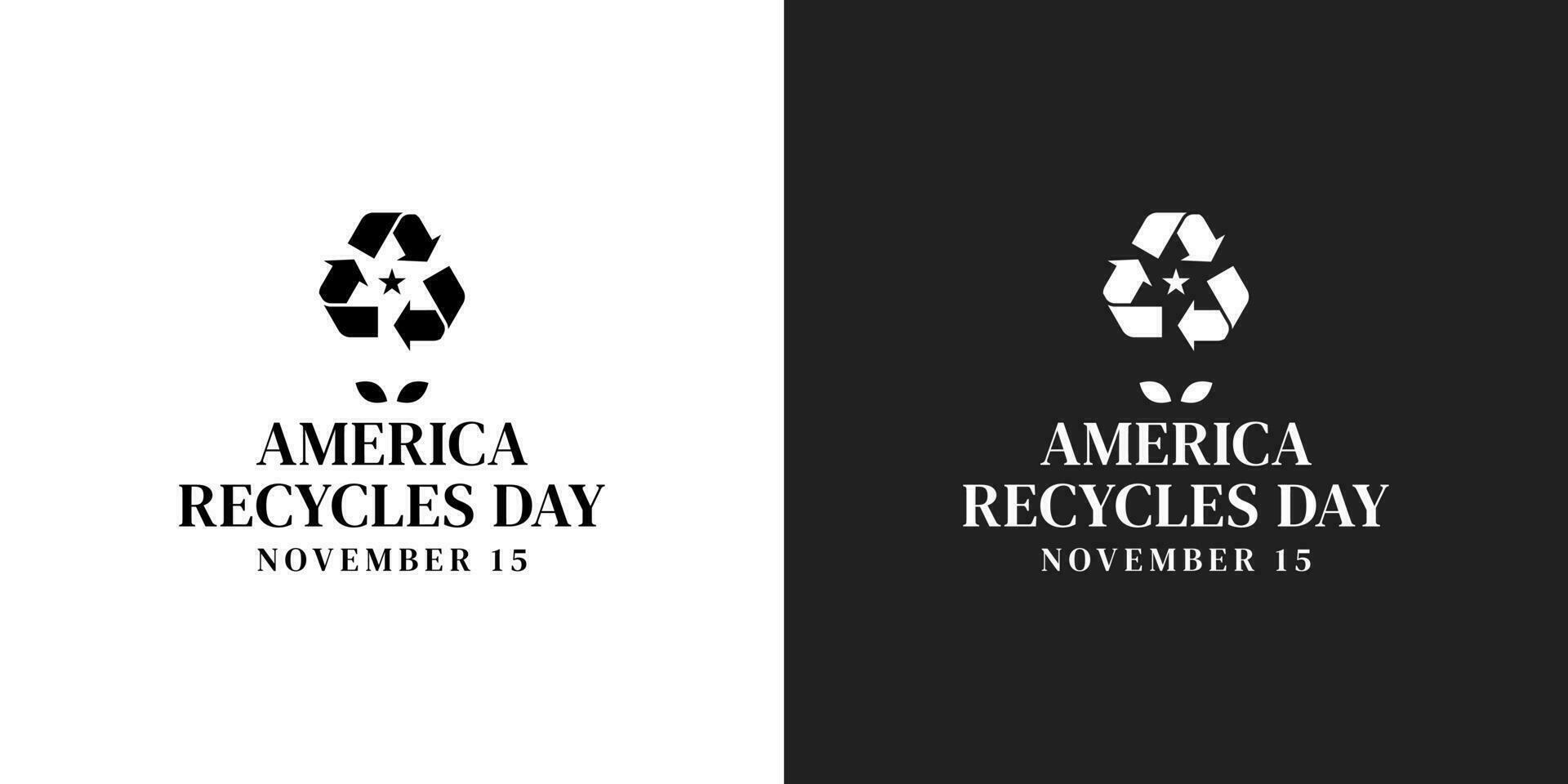 America reciclar día logo. vector diseño de tipografía y reciclaje símbolo para educación, campaña, fondo, bandera