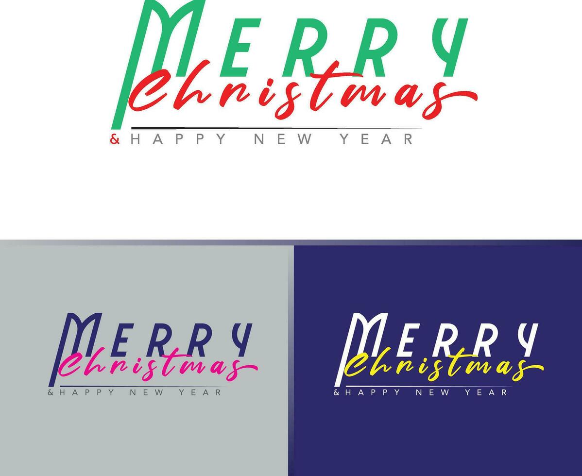 Merry Christmas and Happy New Year, Typography logo design vector