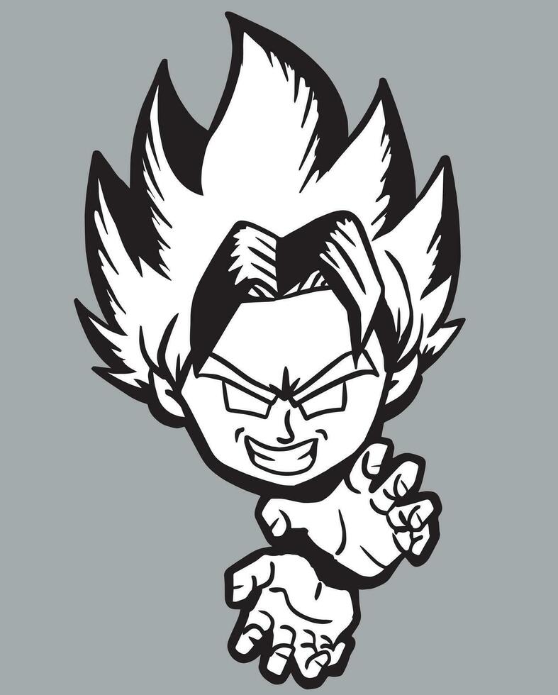 goku draw lineart vector