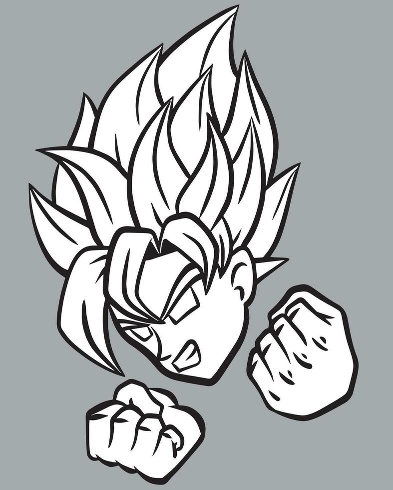 goku lineart draw vector