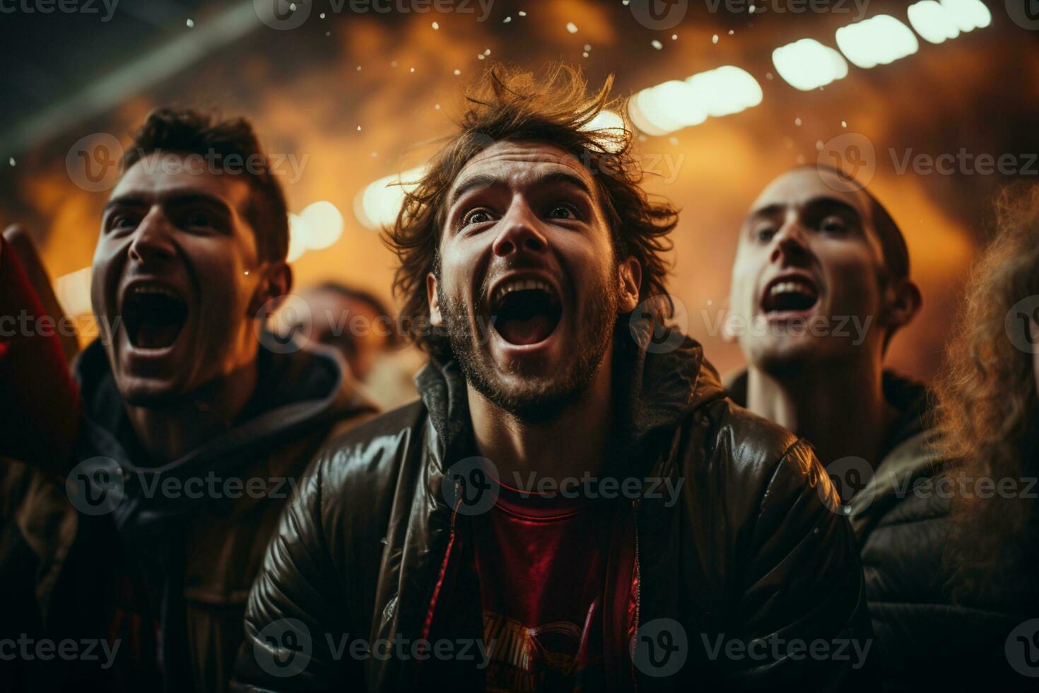 Fans cheering after their team scored a goal AI Generated photo