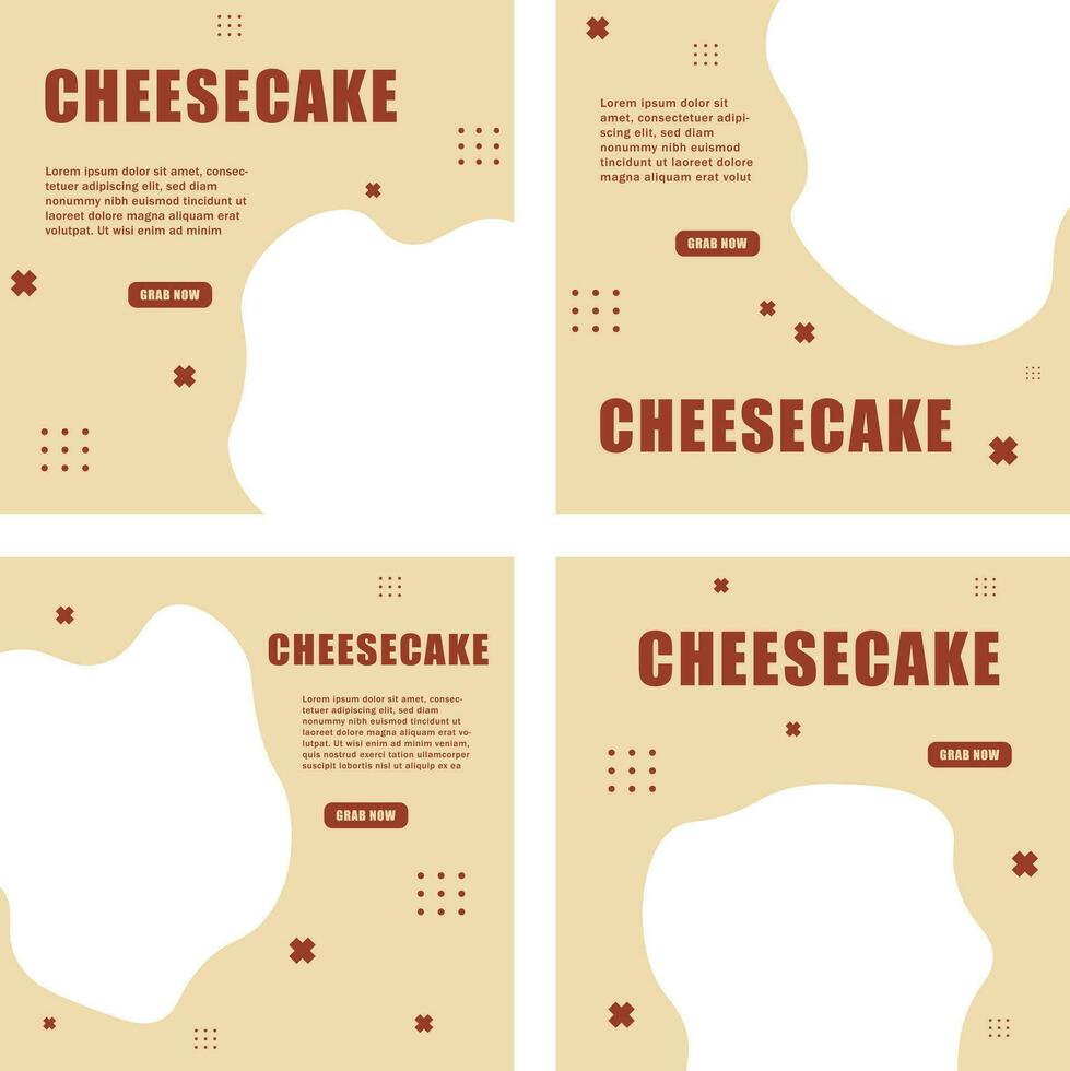 cute cheesecake template set vector