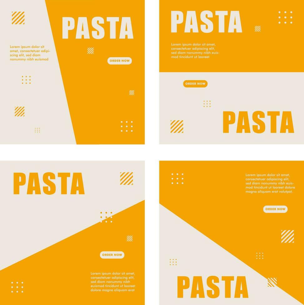 Yellow pasta template menu set vector